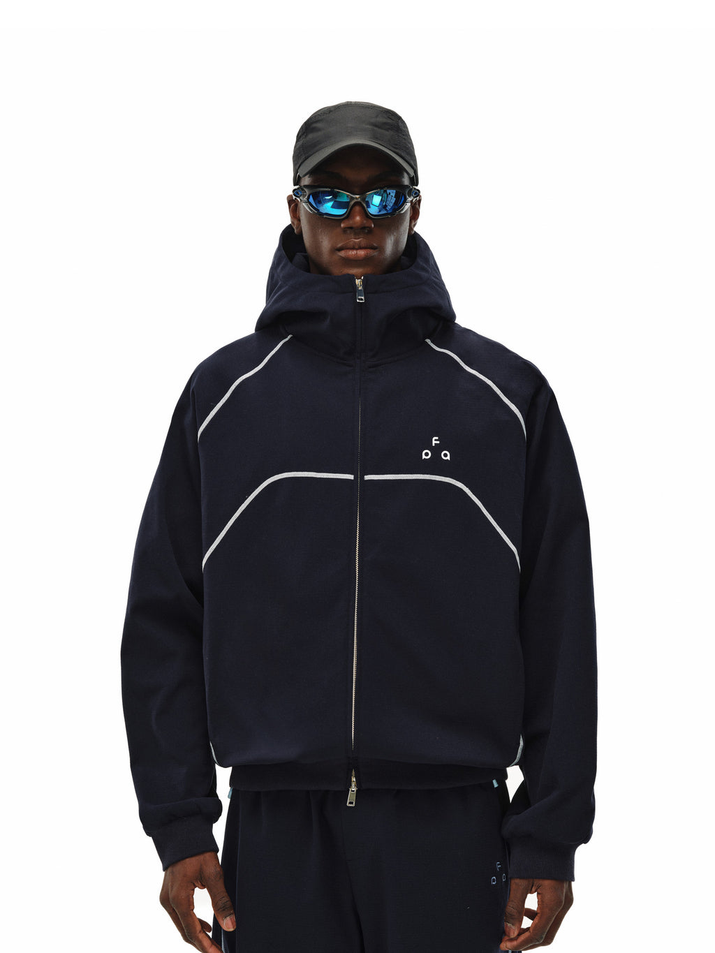 FPA Color-Block Grid Fleece Hooded Sweatshirt – Loose-Fit Cardigan Style Casual Pullover for Men and Women