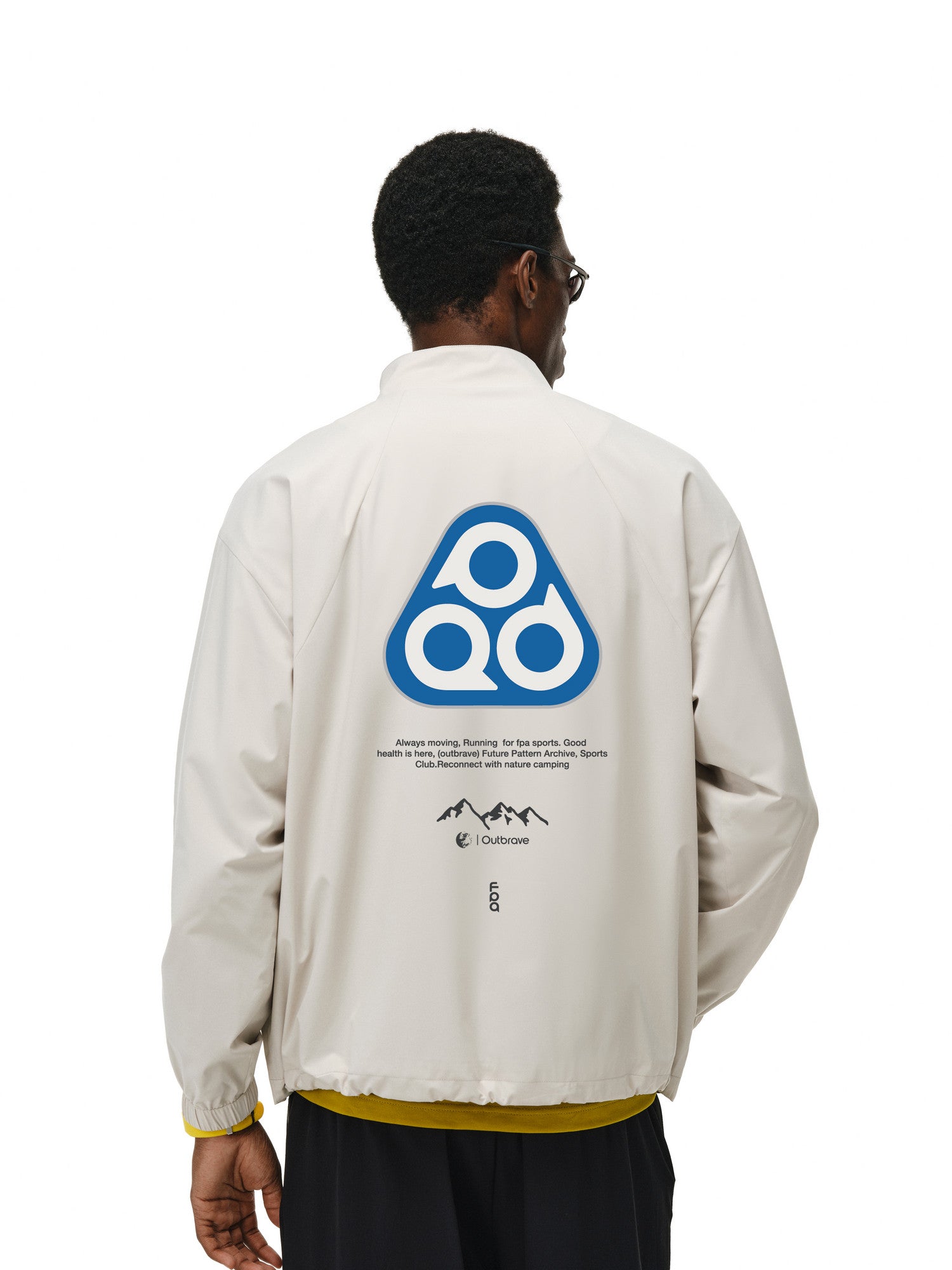 FPA Brand Triangle Logo Zip-Up Sports Jacket for Men – Spring/Fall Stand Collar Printed Lightweight Outdoor Coat