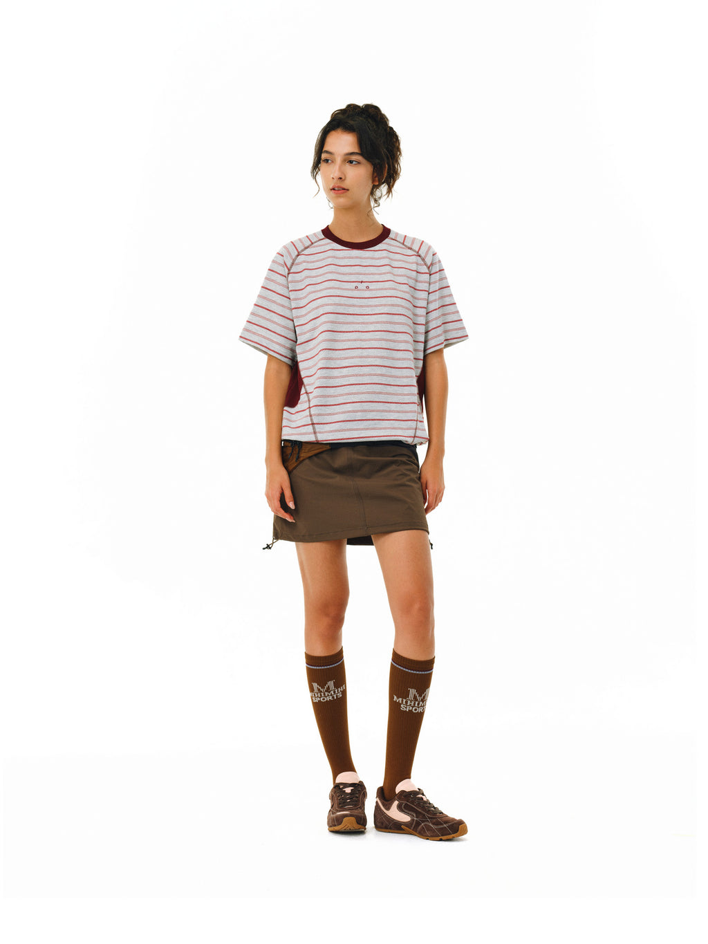 FPA Sports Texture Striped Color-Block T-Shirt Summer American Retro Crew Neck Couple Style Streetwear Short Sleeve