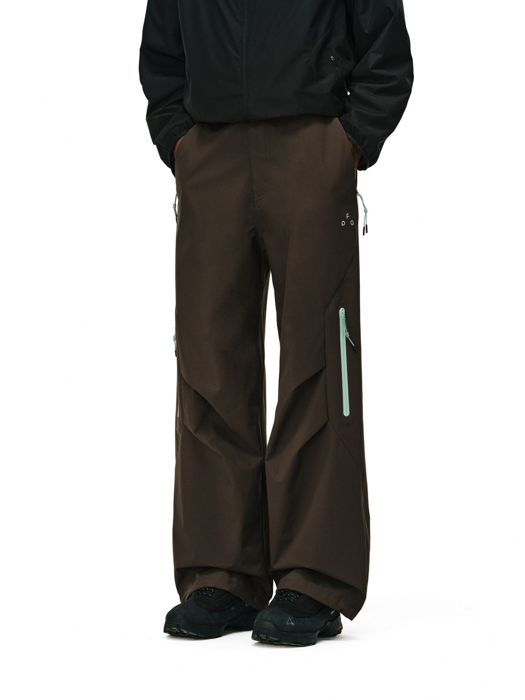 FPA Waterproof Abrasion-Resistant Contrast Zipper Trousers - Chinese Trend Outdoor Sports Mountaineering Windproof Straight-Leg Couple Casual Pants