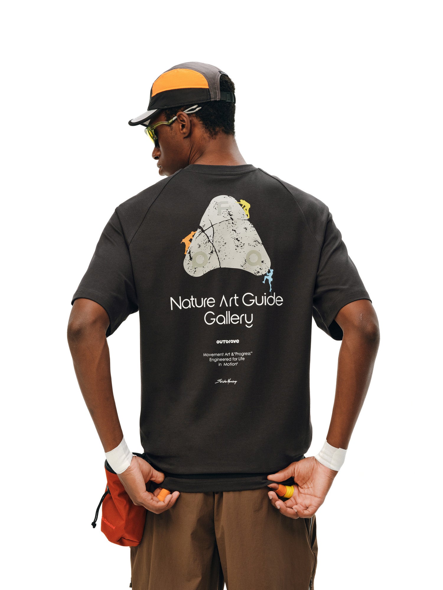 FPA Climbing Short Sleeve T-Shirt with Rock Pattern, COOLMAX Sports Tee, Summer Crew Neck, Cool and Breathable, Unisex