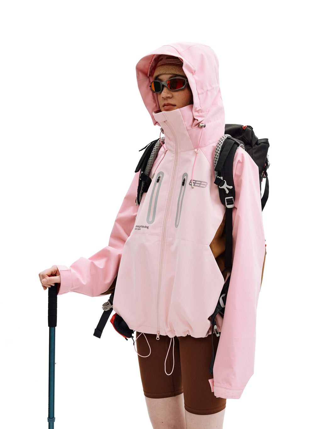 FPA Three-Proof Cocoon-Shaped Color-Block Outdoor Sports Mountaineering Windbreaker Jacket
