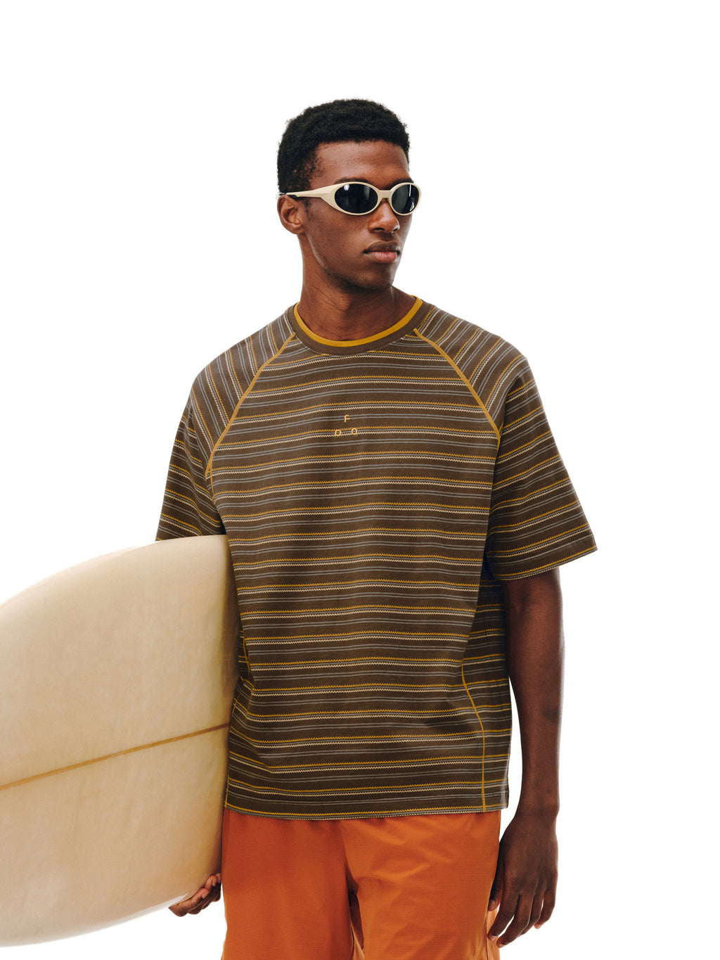 FPA Double-Layer Collar Contrast Stripe Short Sleeve T-Shirt, Retro Sporty Unisex Casual Summer Tee