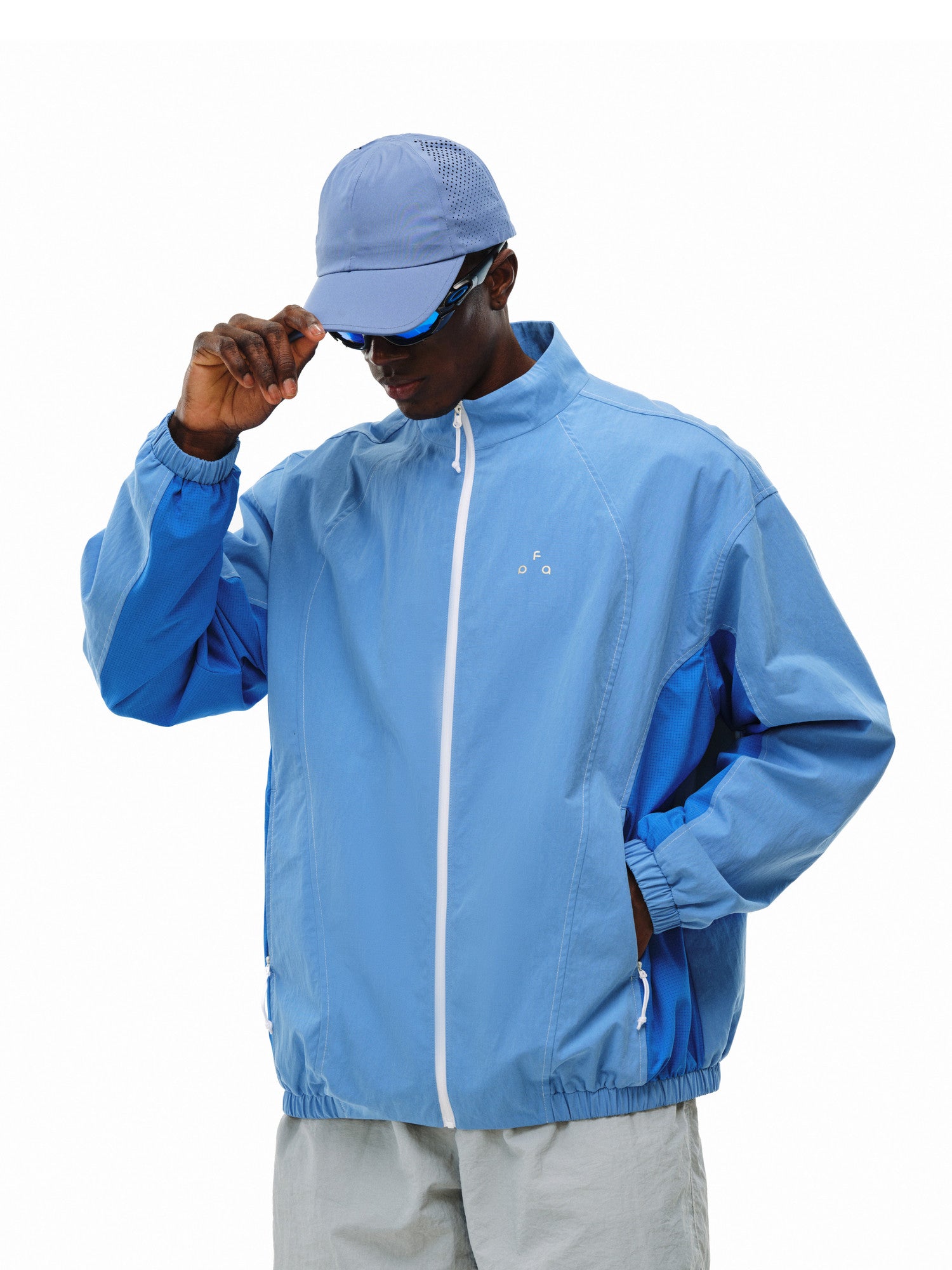 FPA Cotton-Poly Twill Contrast Stitch Zip-Up Stand Collar Jacket – Chinese Streetwear Spring/Autumn Lightweight Couple Jacket for Men