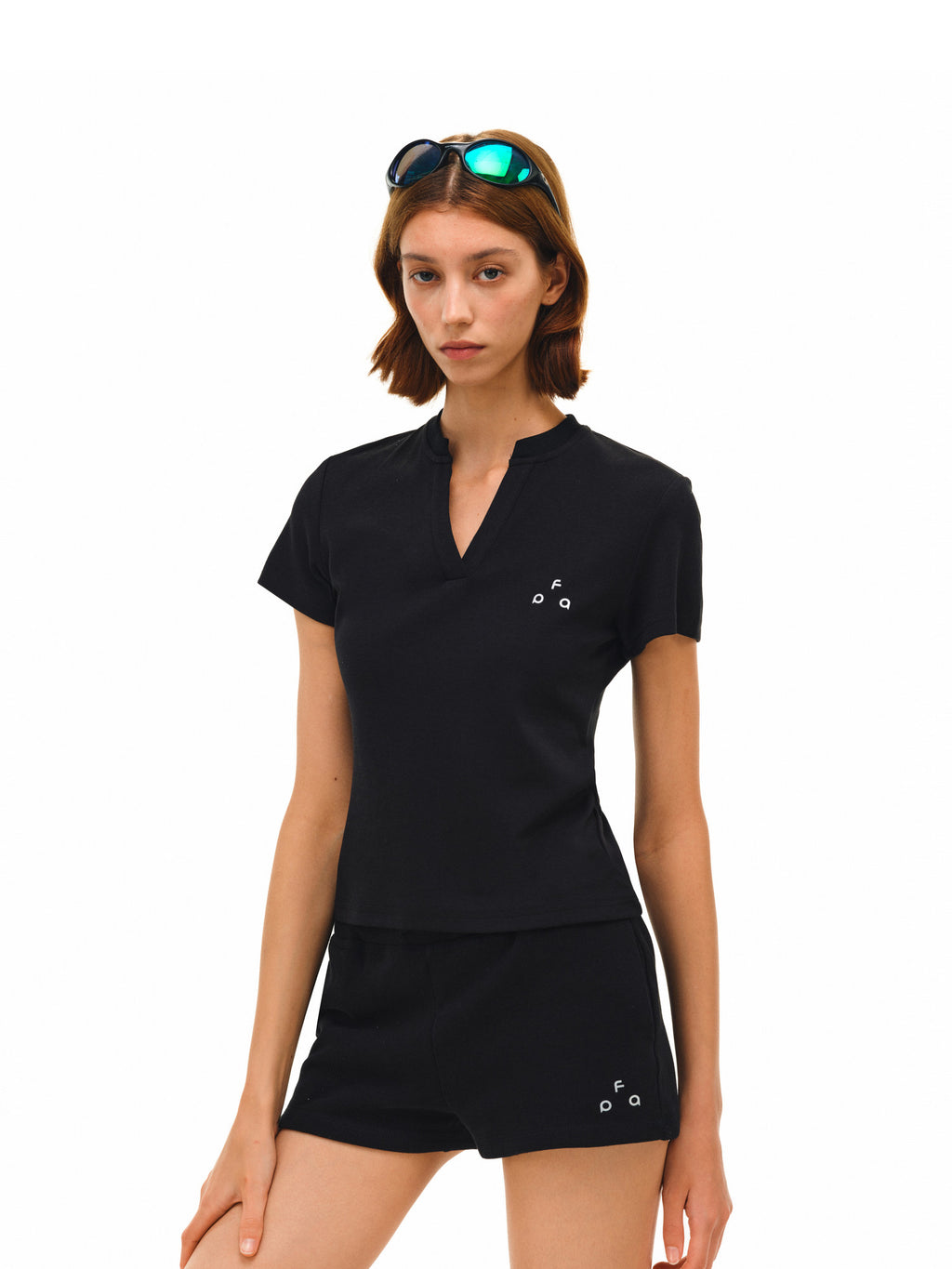 FPA Xinjiang Combed Cotton Basic Short Sleeve Women's Summer Athletic Quick-Dry V-Neck Logo Cropped Slim-Fit Casual T-Shirt