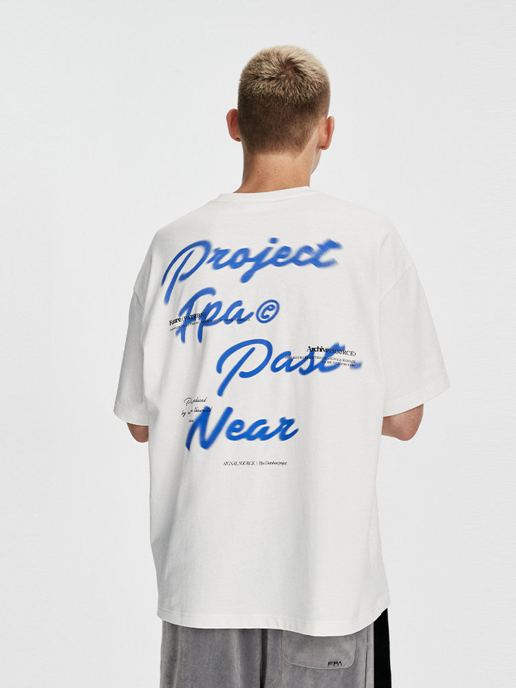 FPA Blur Font Graphic Short-Sleeve T-Shirt - Streetwear, Round Neck, Loose Fit, Summer, Unisex, Men