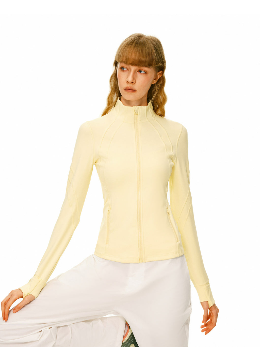 FPA High-Stretch Skin-Friendly Stand Collar Running Jacket for Women, Spring/Fall Casual Outdoor Sports Slim Fit Long Sleeve Coat