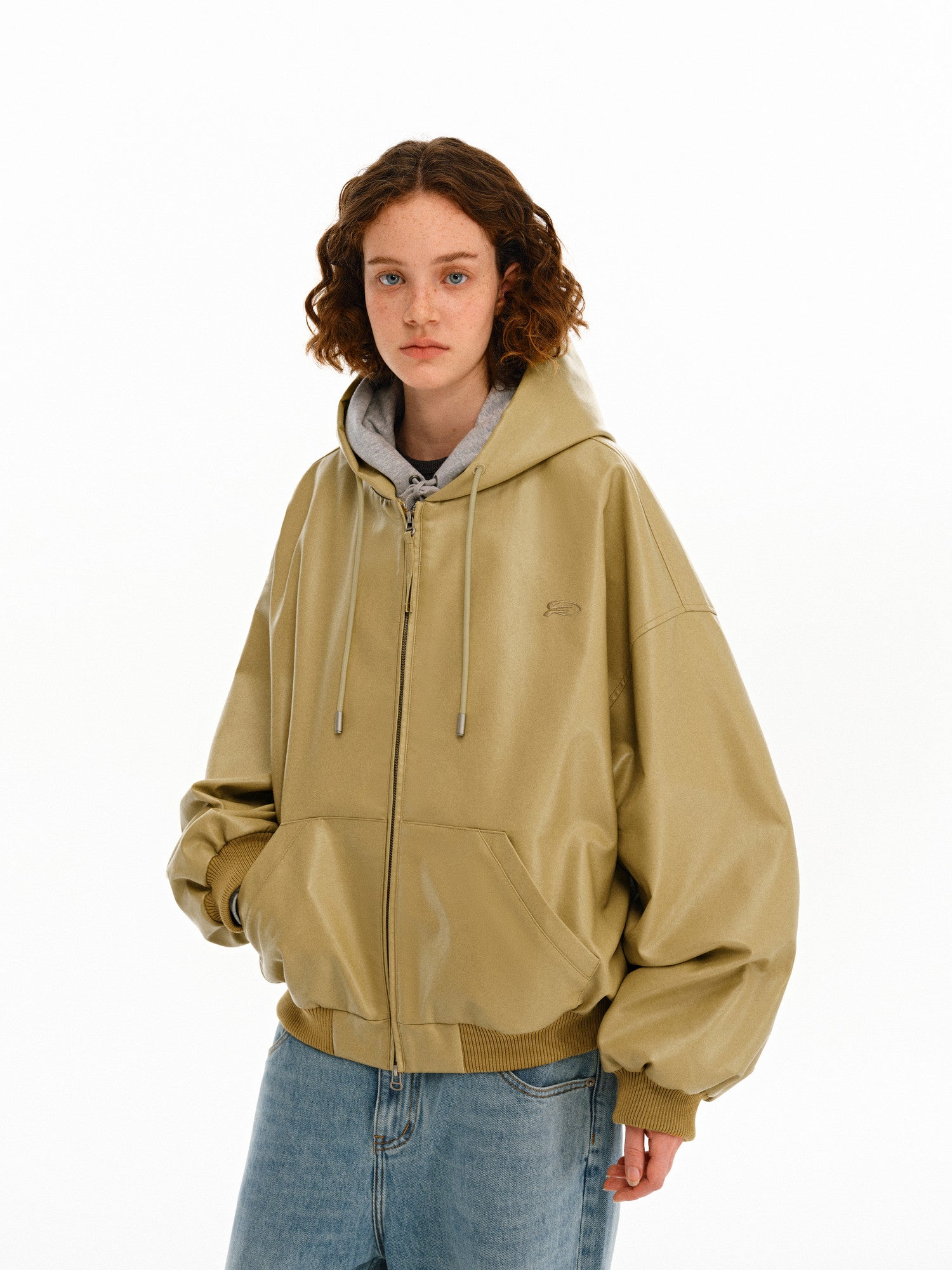 FPA Oversized Hooded PU Leather Jacket 2026 New Streetwear Trend Loose Fit Autumn Short Coat
