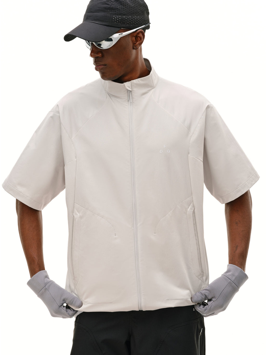 FPA Cool-Touch Structured Outdoor Short-Sleeve Jacket Shirt | Summer Loose-Fit Zip-Up Stand-Collar Shirt for Men