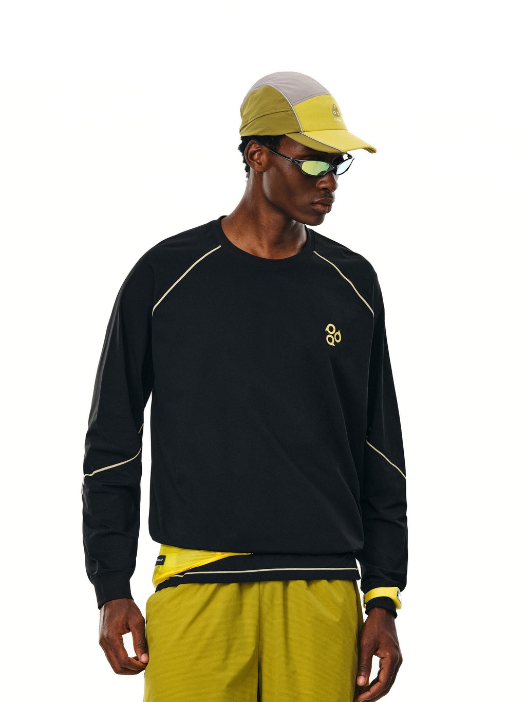 FPA Hasu Line Circle Contrast Long-Sleeve T-Shirt - Chinese Streetwear Trend, Loose Fit, Round Neck, Heavyweight Autumn Top
