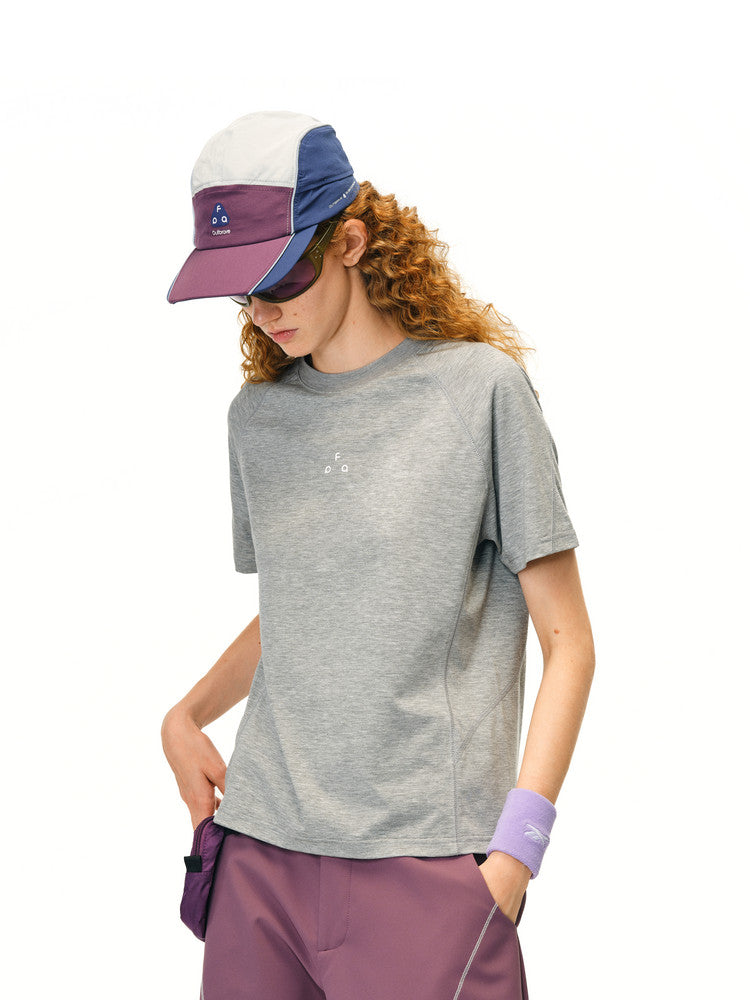FPA Sorona Antibacterial Yarn Logo Short Sleeve T-Shirt, Summer Casual Cropped Round Neck Tee for Women
