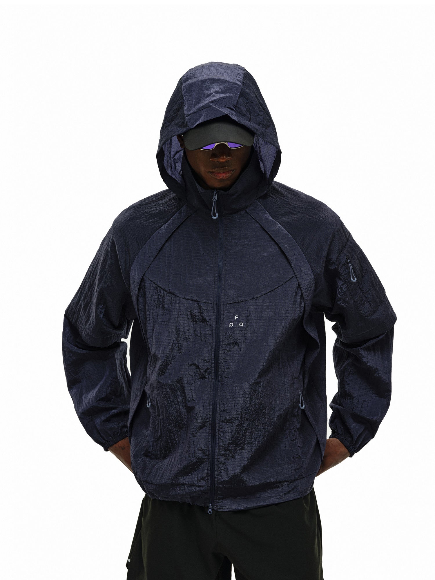 FPA Metal Texture Plaid Hooded Jacket – Lightweight Loose Fit Outdoor Sports Jacket for Men