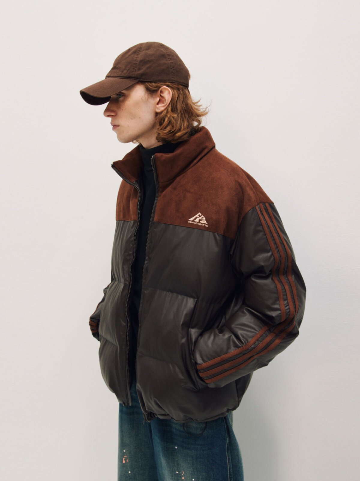 FPA Suede Panel Webbing PU Padded Coat – Chinese Streetwear Unisex Winter Thick Warm Quilted Jacket