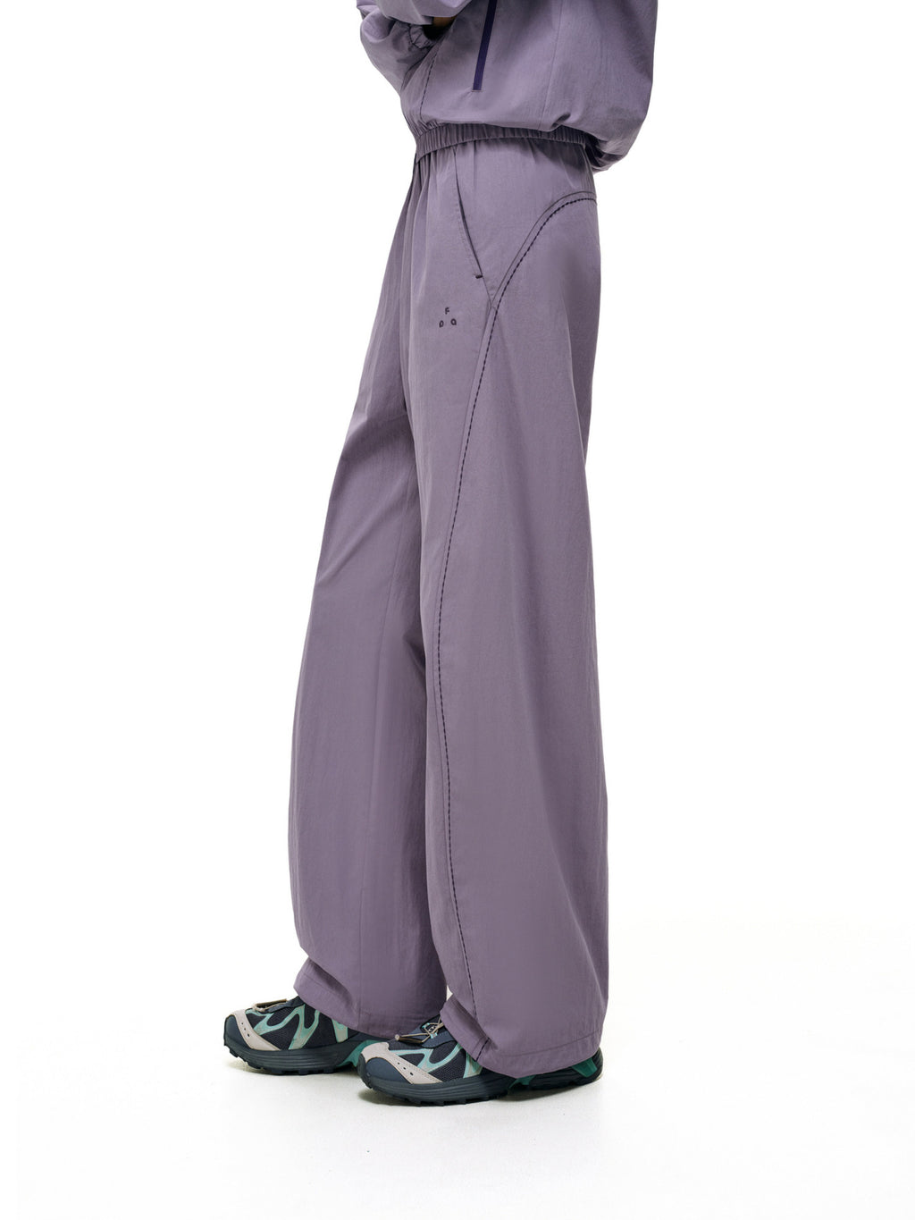 FPA Cotton-Nylon Casual Straight-Leg Pants with Rice-Grain Embroidery - 2026 Fall New Arrival, Contrast Color Couple Drawstring Loose Pants for Men