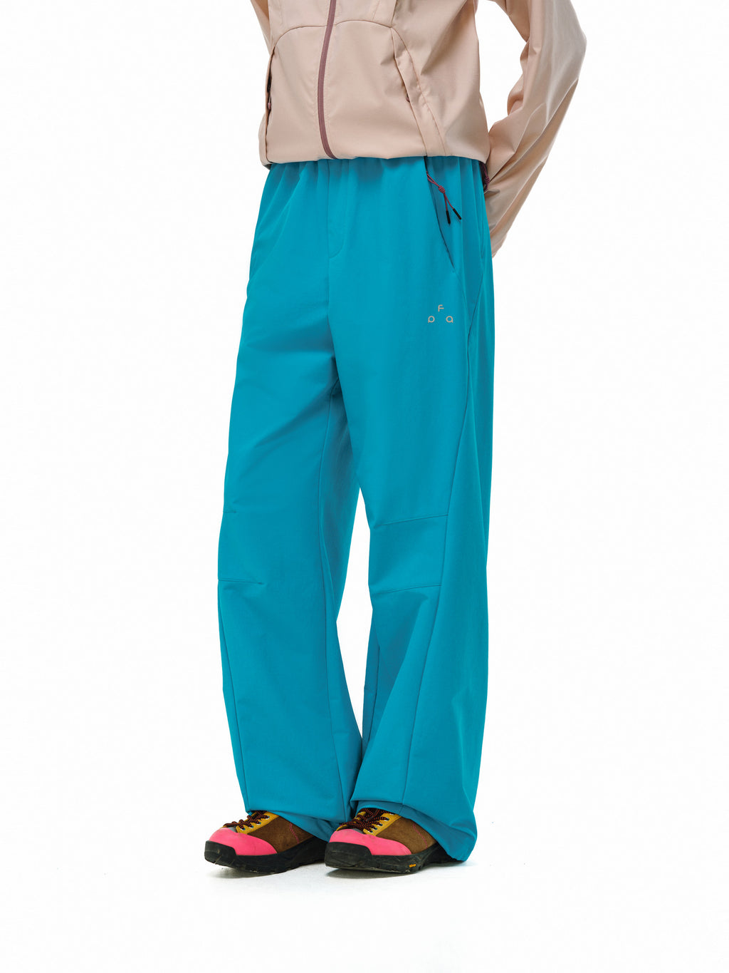 FPA Outdoor Water-Repellent Abrasion-Resistant Softshell Four-Way Stretch Hiking Trousers, National Trend Loose Straight-Leg Casual Pants for Men