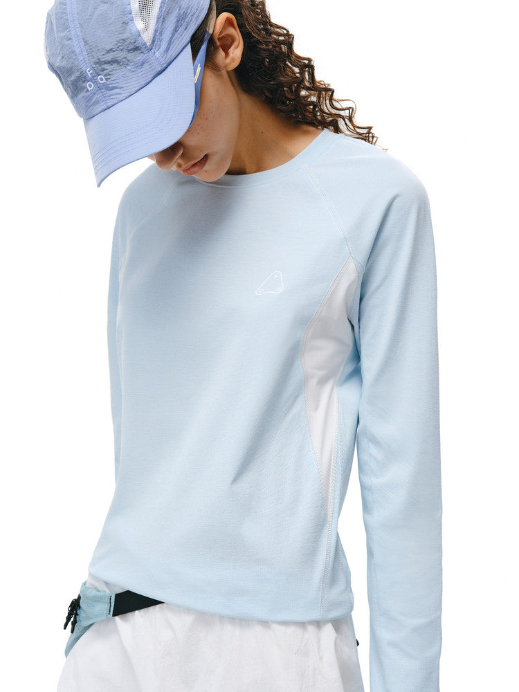 FPA Hasso Sports Paneled T-Shirt for Women 2026 New Spring/Autumn Round Neck Casual White Contrast Color Tee
