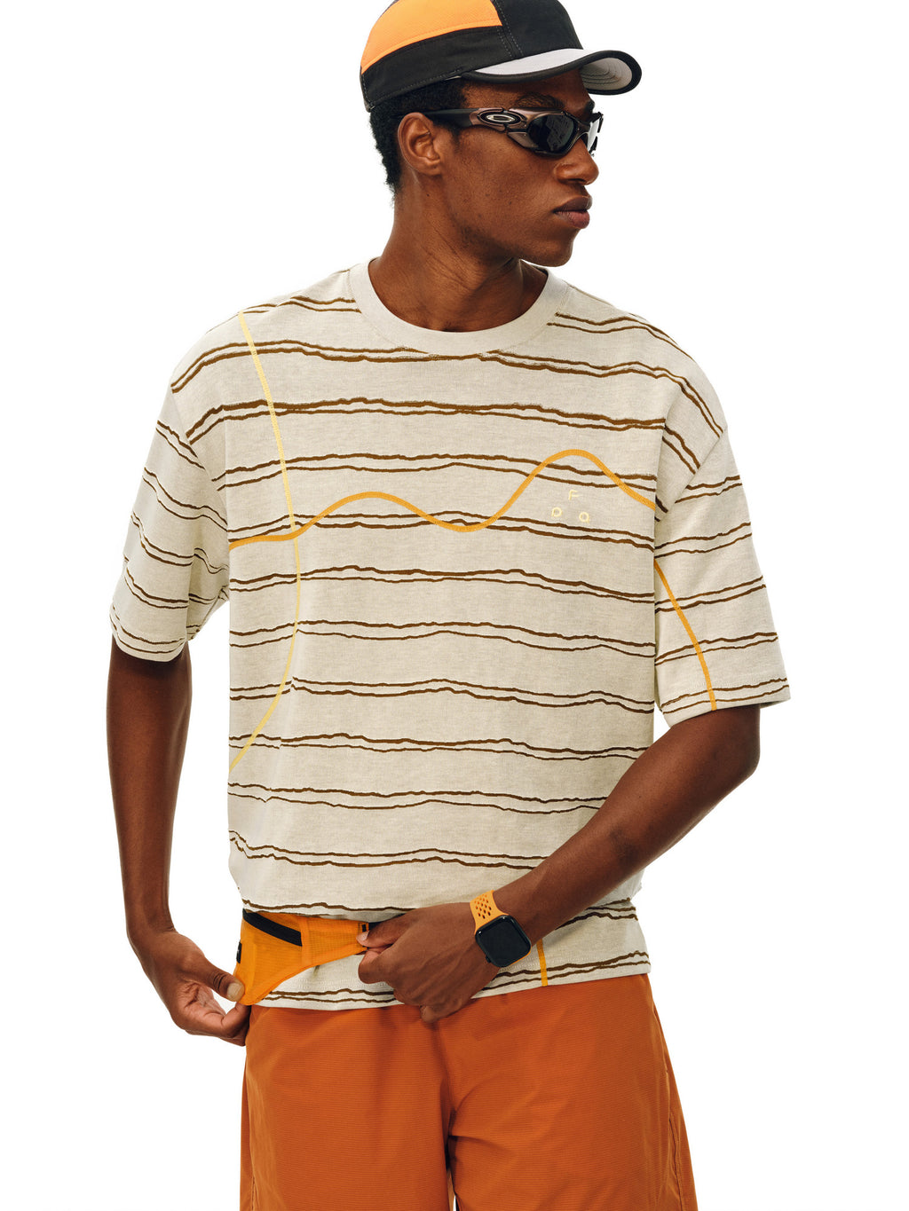FPA Two-Tone Burnout Stripe Short Sleeve T-Shirt 2026 New Summer Round Neck Casual Contrast Color Couple T-Shirt for Men