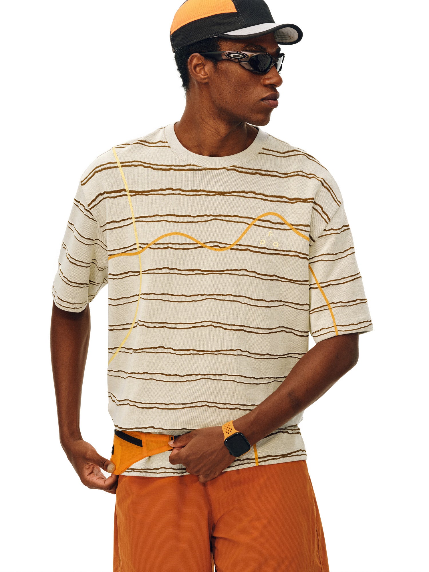 FPA Two-Tone Burnout Stripe Short Sleeve T-Shirt 2026 New Summer Round Neck Casual Contrast Color Couple T-Shirt for Men