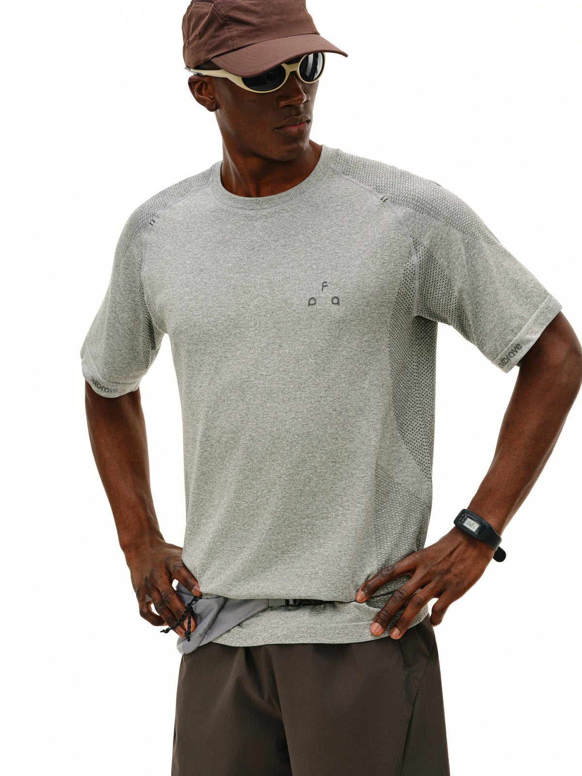 FPA One-Piece Knit Texture Short Sleeve T-Shirt for Men - Summer Round Neck Contrast Color Fitness Outdoor Sports Tee