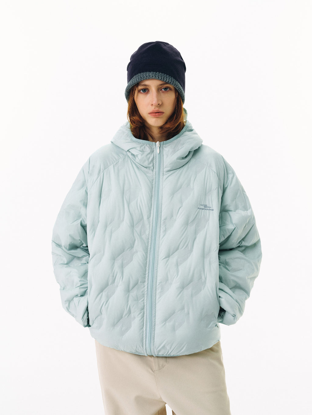FPA 90% White Duck Down Houndstooth Lightweight Hooded Down Jacket - Loose Fit, Youth Style, Autumn/Winter