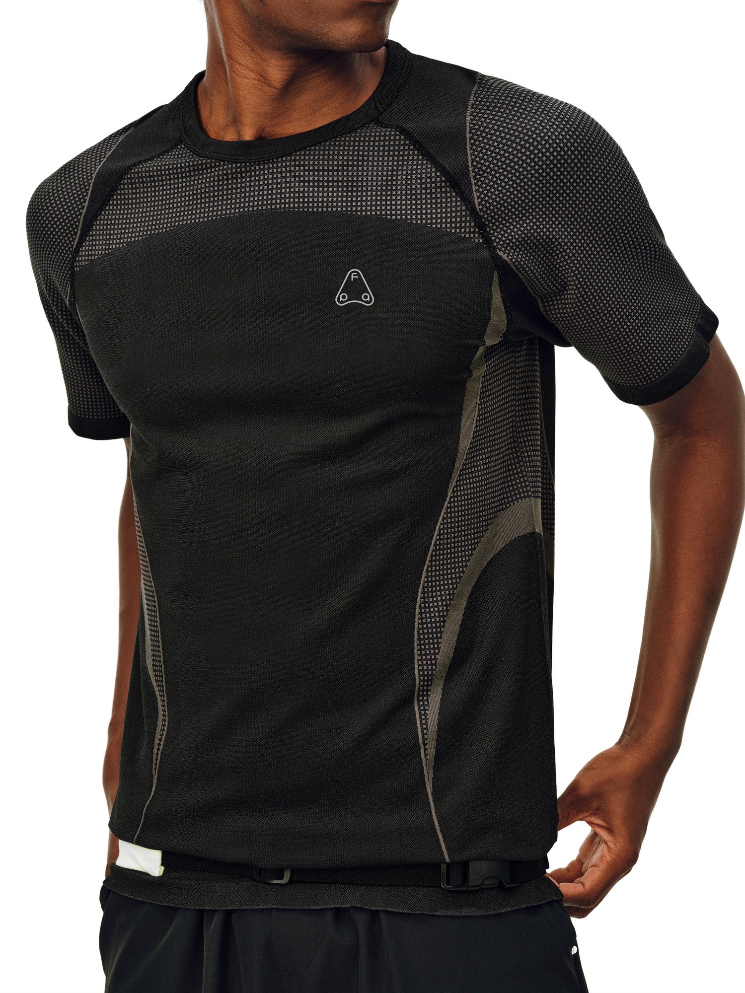 FPA Contrast Color Line Texture Knit Short Sleeve T-Shirt 2026 New Summer Style Premium Athletic Fitness Tee for Men