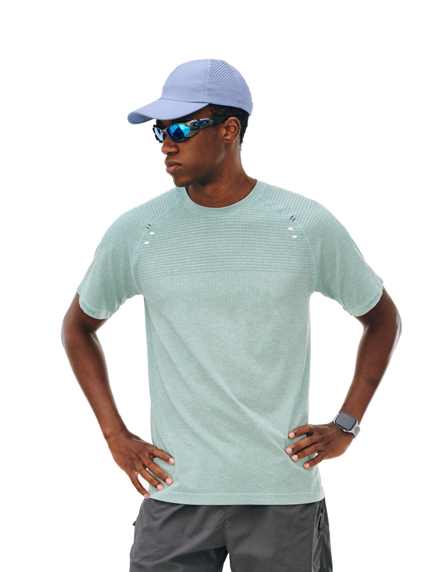 FPA Knit Sports Striped Short Sleeve Tee - Summer Round Neck Basic Outdoor Breathable Fitness T-Shirt for Men