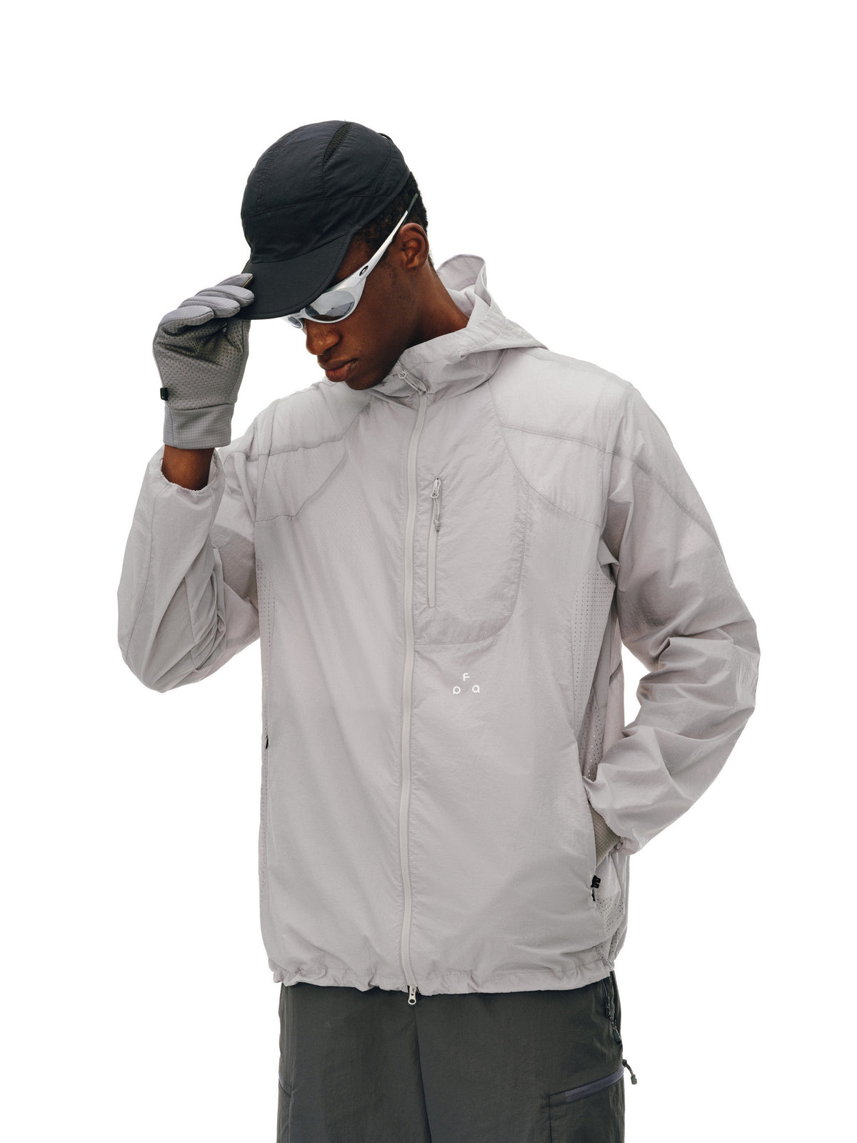 FPA Textured Chunky Grid Multi-Pocket Outdoor Lightweight Jacket - Summer Hooded Sun Protection Coat