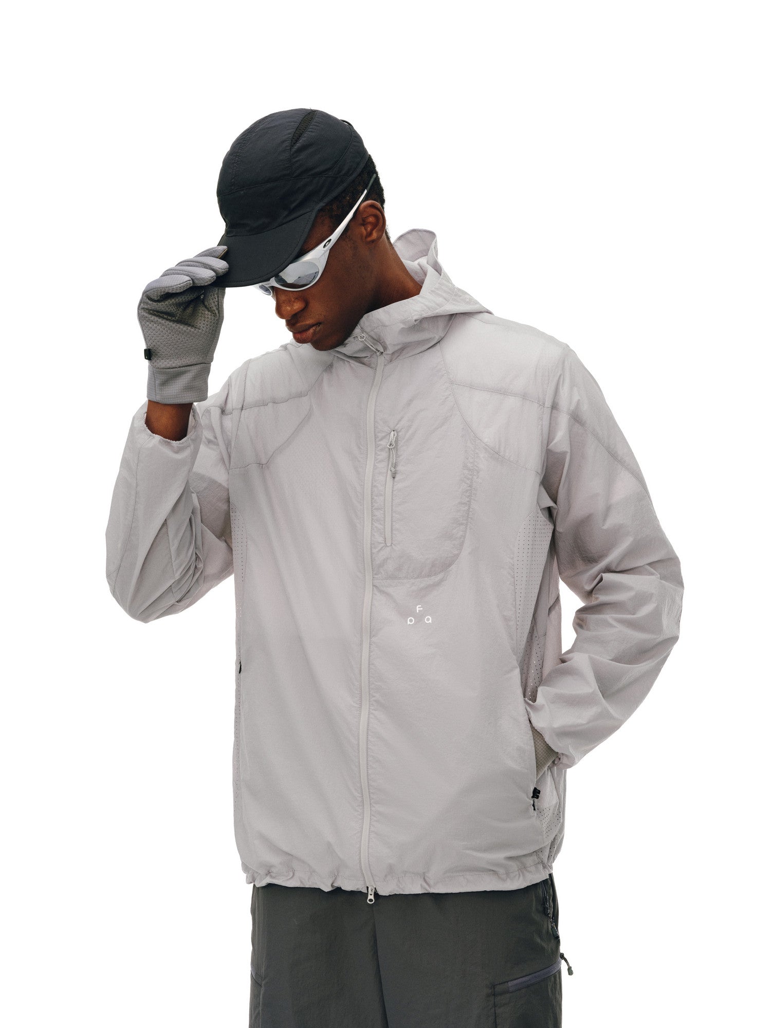 FPA Textured Chunky Grid Multi-Pocket Outdoor Lightweight Jacket - Summer Hooded Sun Protection Coat