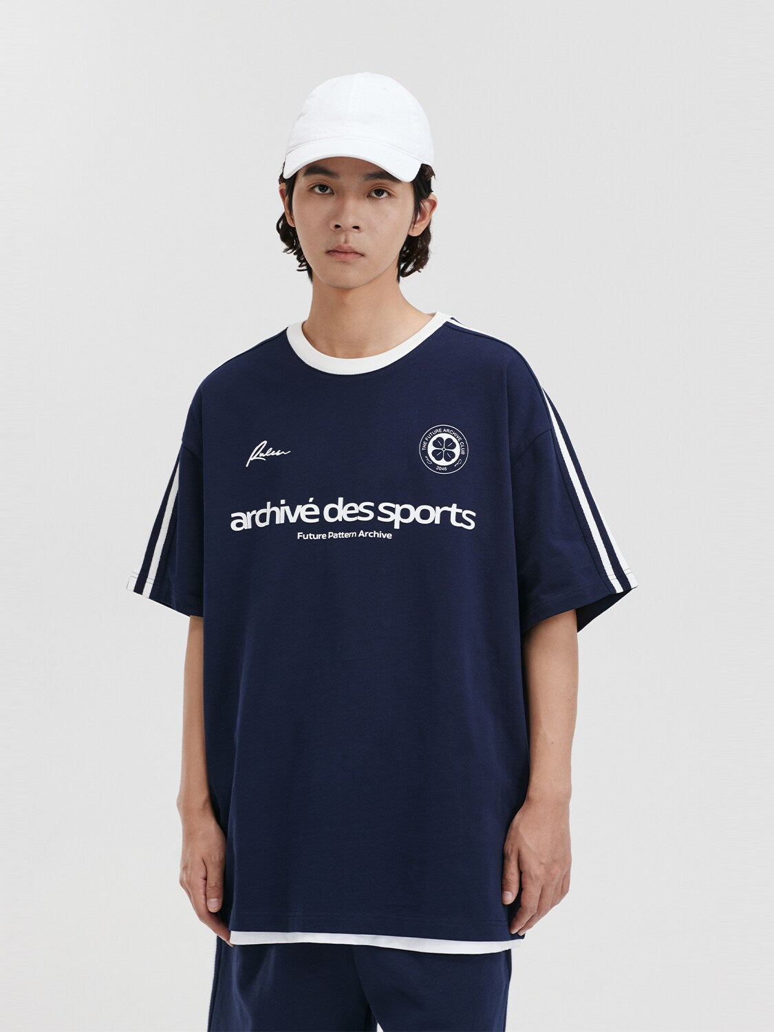 FPA Sports Panel Woven Strap Short Sleeve T-Shirt - Chinese Streetwear American Retro Loose Round Neck Printed 2026 New Style
