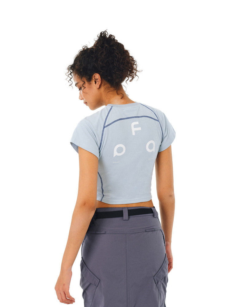 FPA Sports Hasu Line 7A Antibacterial Logo Short Sleeve Summer T-Shirt for Women, Trendy Cropped Slim Fit Crew Neck