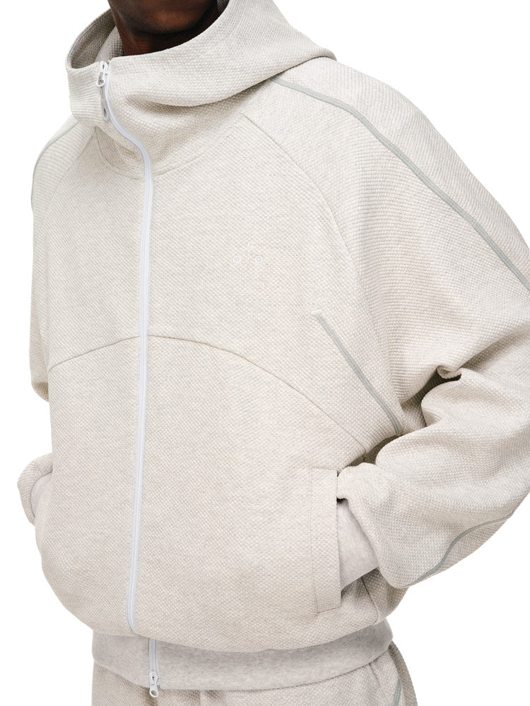 FPA 3D Jacquard Textured Stitch Sports Hoodie for Men and Women, Spring/Fall, Windproof Collar, Loose Fit, Available in S-4XL