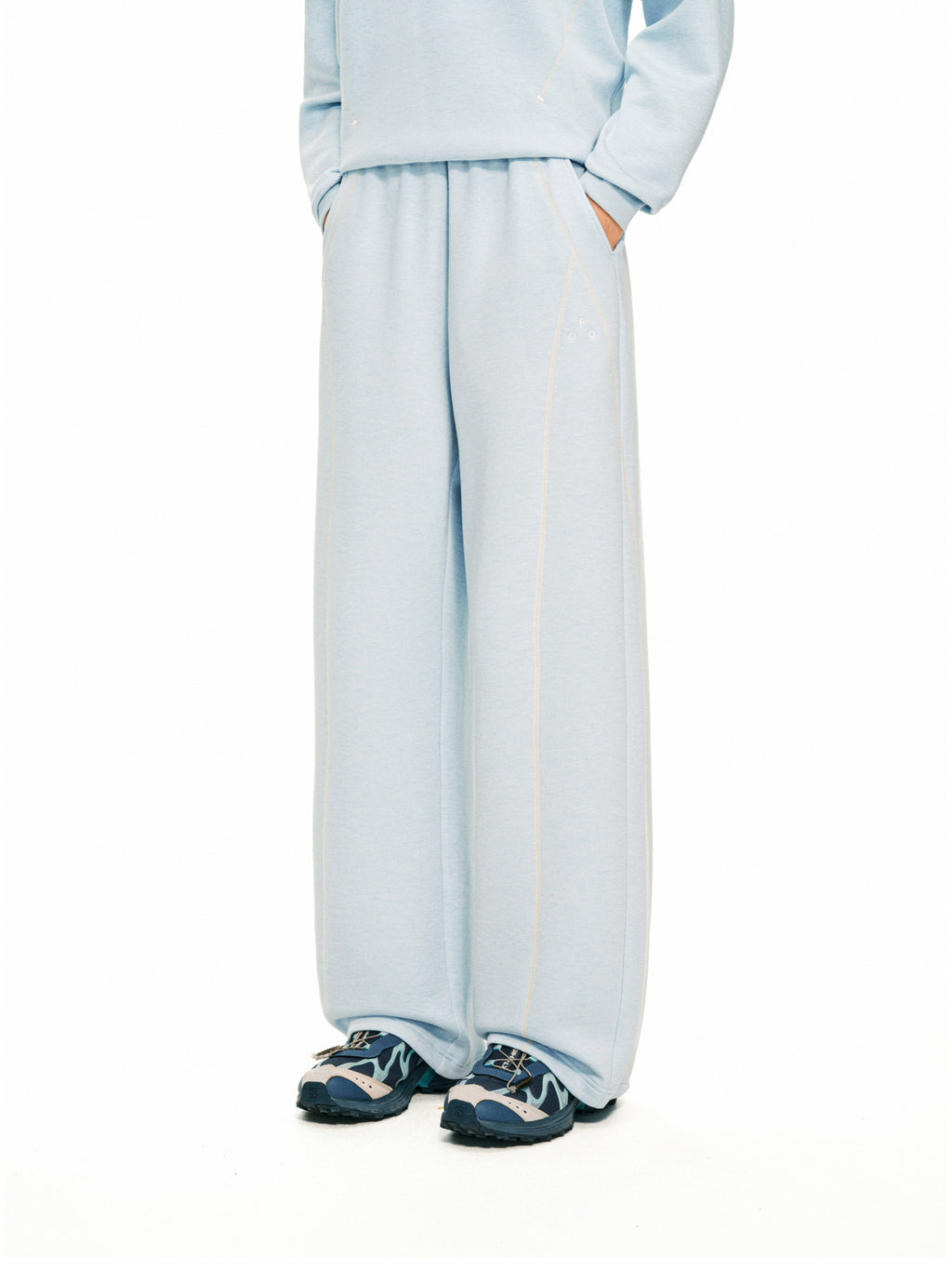 FPA Skin-Friendly Wool Heather Contrast Sweatpants Set – Spring/Fall Basic Loose Straight-Leg Lounge Pants
