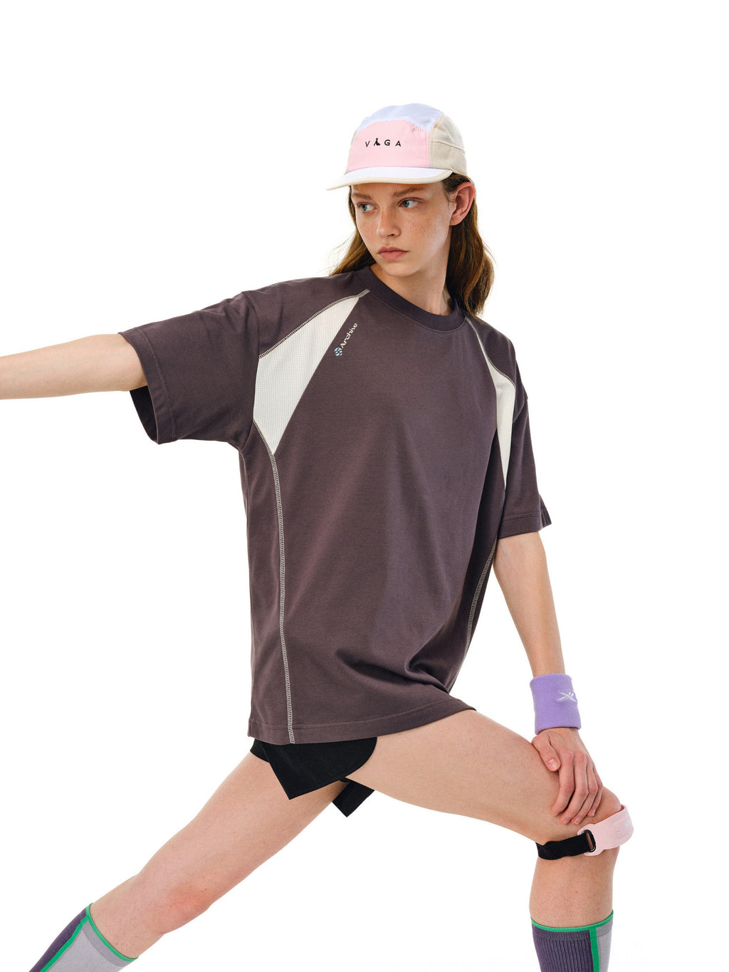 FPA Quick-Dry 7A Antibacterial Breathable Short Sleeve Summer Outdoor Cool-Touch Paneled Contrast Couple Loose T-Shirt
