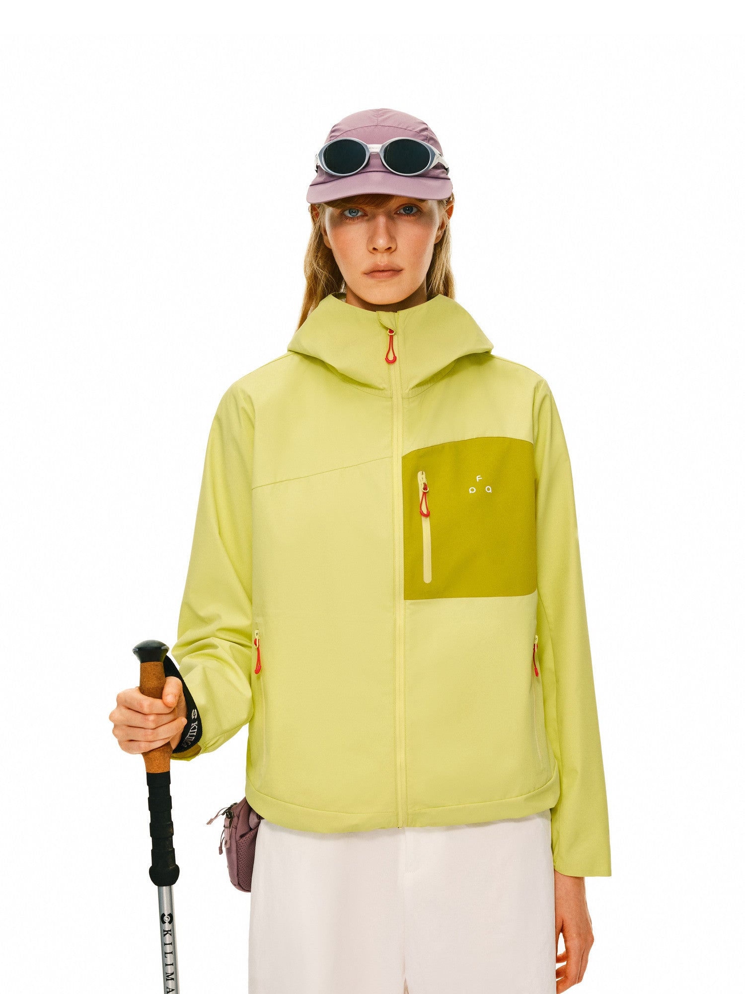 FPA Color-Block Water-Resistant Hooded Jacket for Outdoor Sports, Hiking, Climbing, Autumn Commute, Unisex