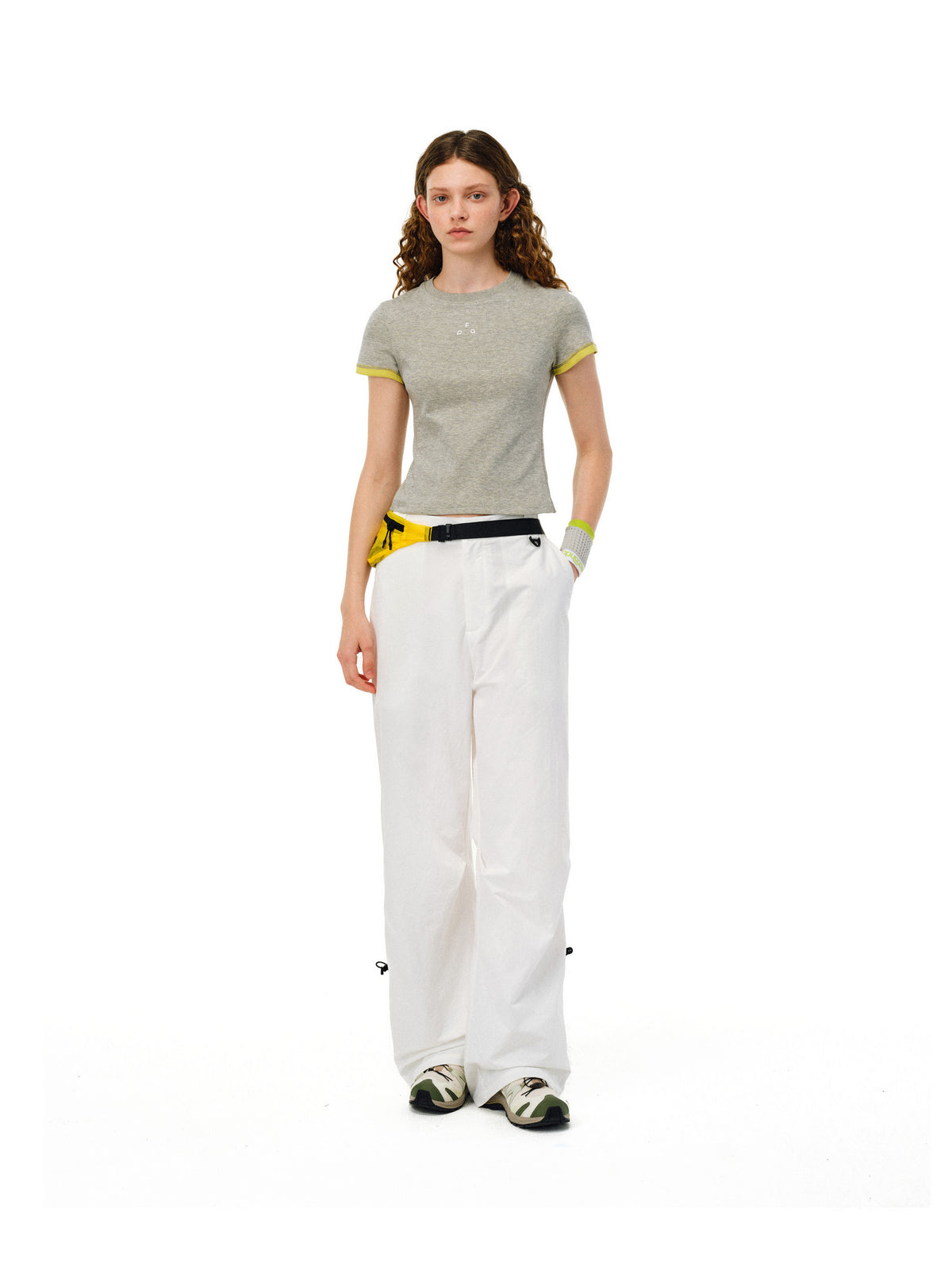 FPA Sports Outdoor Two-Tone Short Sleeve T-Shirt, Chinese Trend Summer Crew Neck Short Length Slim Fit Contrast Color Block Top for Women