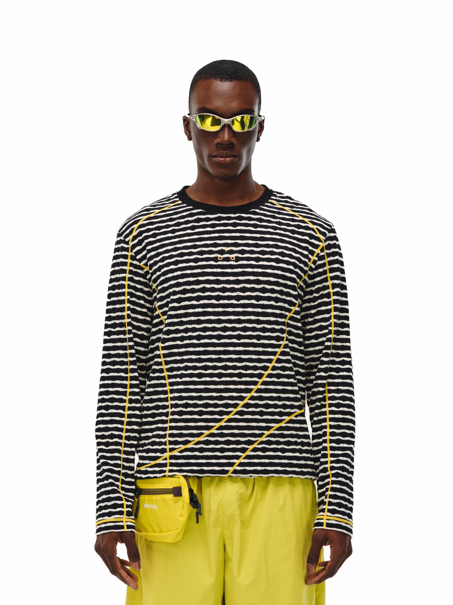 FPA Color-Block Striped Long-Sleeve Tee with Distressed Details - 2026 New Spring/Autumn Round Neck Chinese Streetwear Style