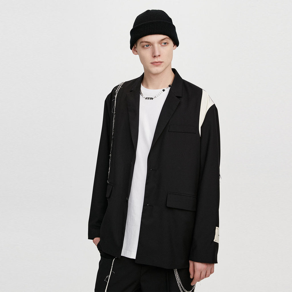FPA Deconstructed Design Trendy Blazer for Men and Women, Loose Fit, Casual, Khaki, Streetwear