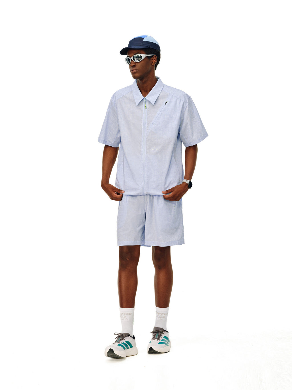 FPA Fine Gingham High-Density Short-Sleeve Shirt 2026 New Summer Casual Spread Collar Set Zipper Shirt