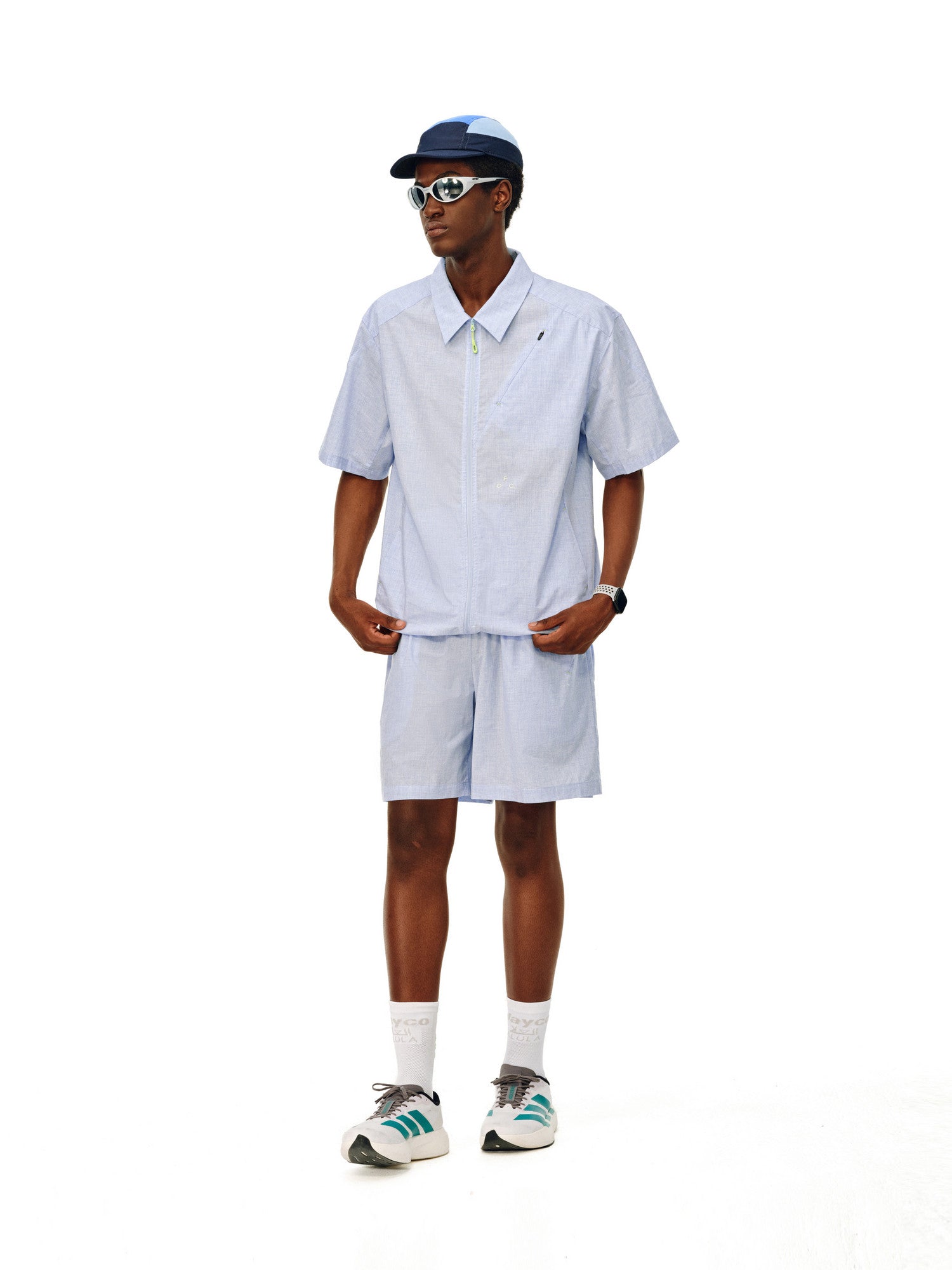 FPA Fine Gingham High-Density Short-Sleeve Shirt 2026 New Summer Casual Spread Collar Set Zipper Shirt