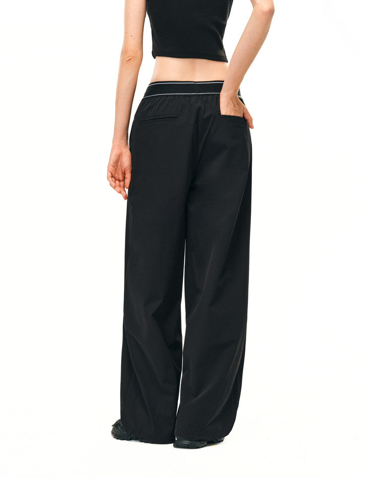 FPA High-Waist Stretch Logo Webbing Quick-Dry Trousers for Women, Chinese Street Style Summer Versatile Outdoor Sports Casual Pants