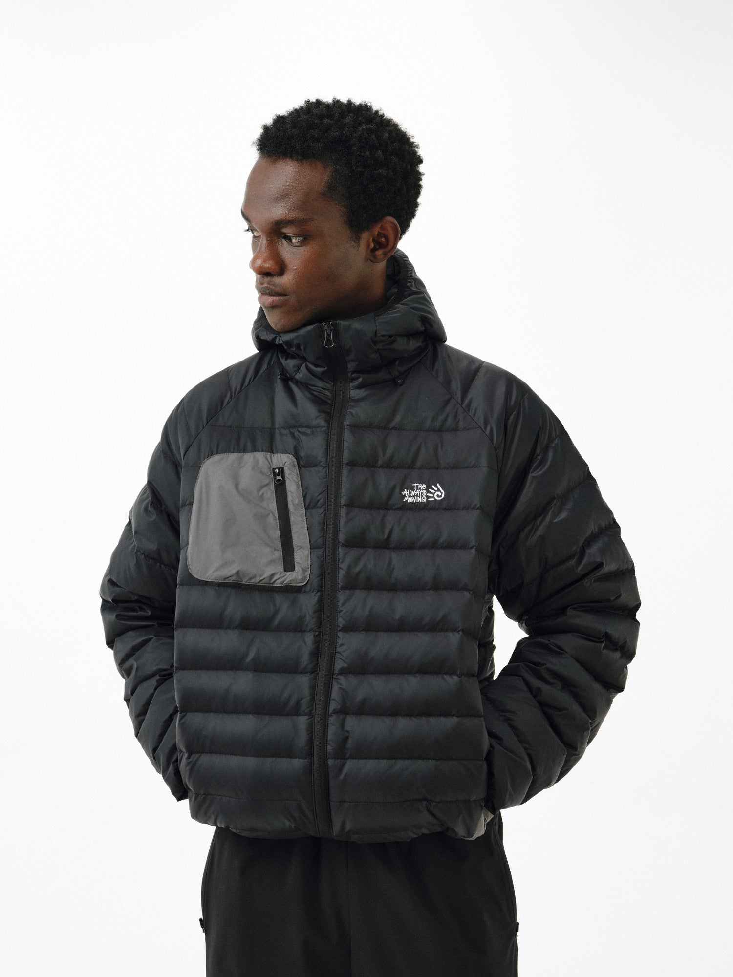 FPA DuPont Three-Proof Quilted Down Hooded Jacket – Winter American Style Black Loose Lightweight Down Coat for Men