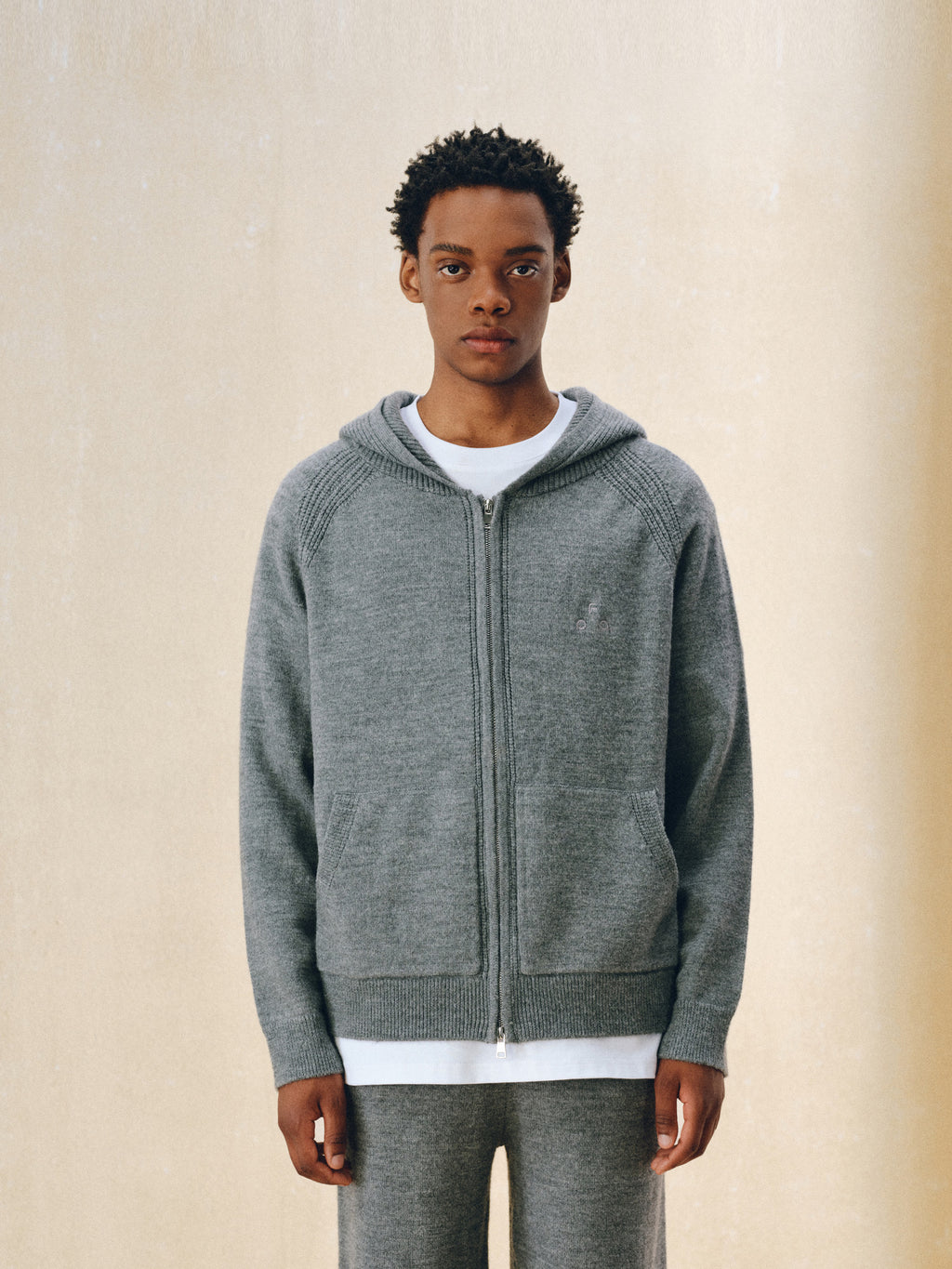 FPA Merino Wool Anti-Pilling Zip-Up Hooded Cardigan Sweater Retro Athletic Casual Knit Jacket