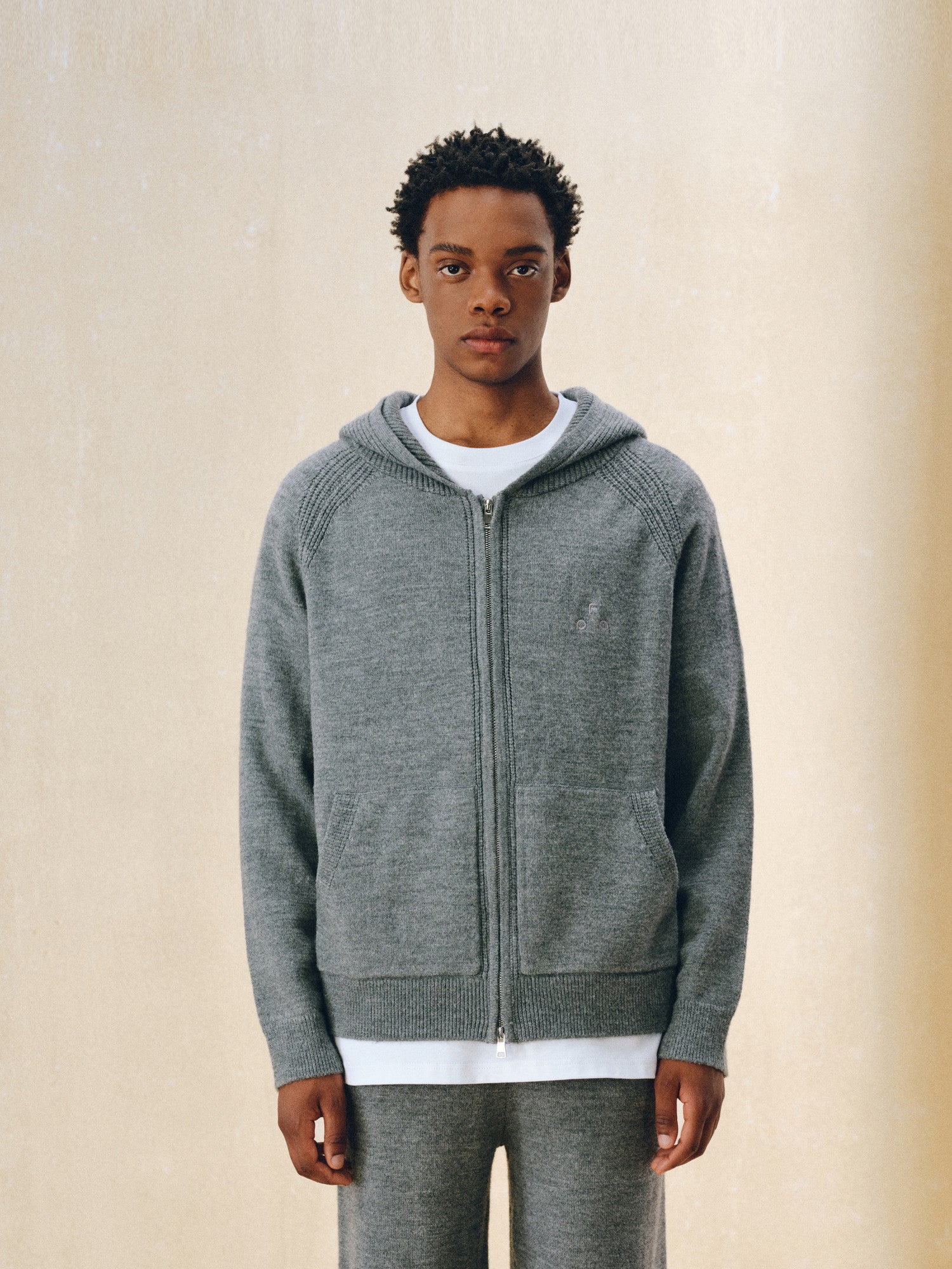 FPA Merino Wool Anti-Pilling Zip-Up Hooded Cardigan Sweater Retro Athletic Casual Knit Jacket
