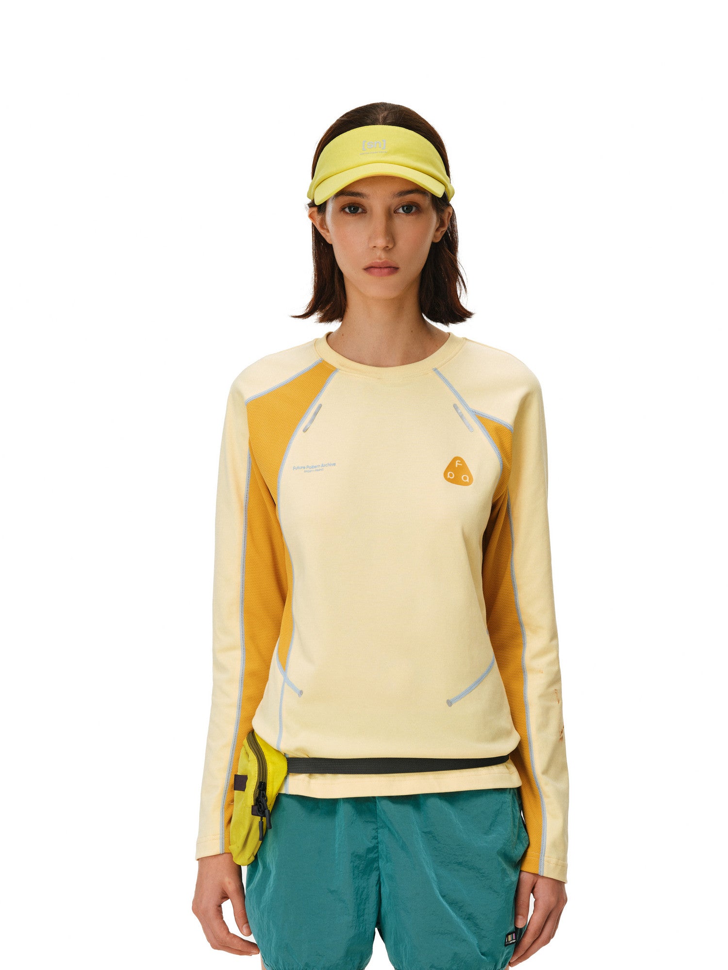 FPA Women's Long-Sleeve Color-Block Athletic T-Shirt, 2026 Fall New Arrival, National-Chic Slim Fit Crew Neck Casual Tee