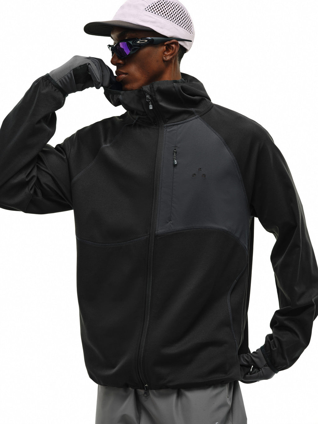 FPA Fancy Yarn Contrast Color Zip-Up Hooded Sweatshirt Jacket Spring Sports Couple Casual Cardigan