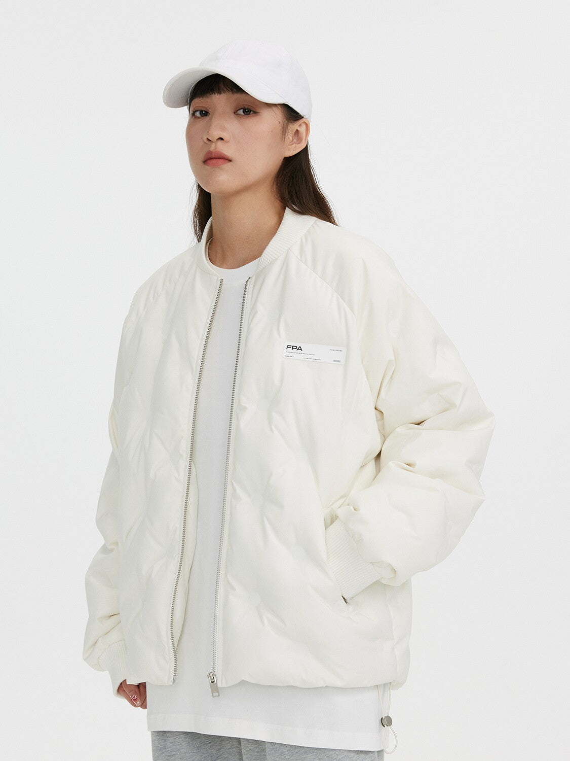 FPA Light Blue Quilted Baseball-Style Down Jacket – Chinese Streetwear Couple's Winter Thickened Short Coat for Men