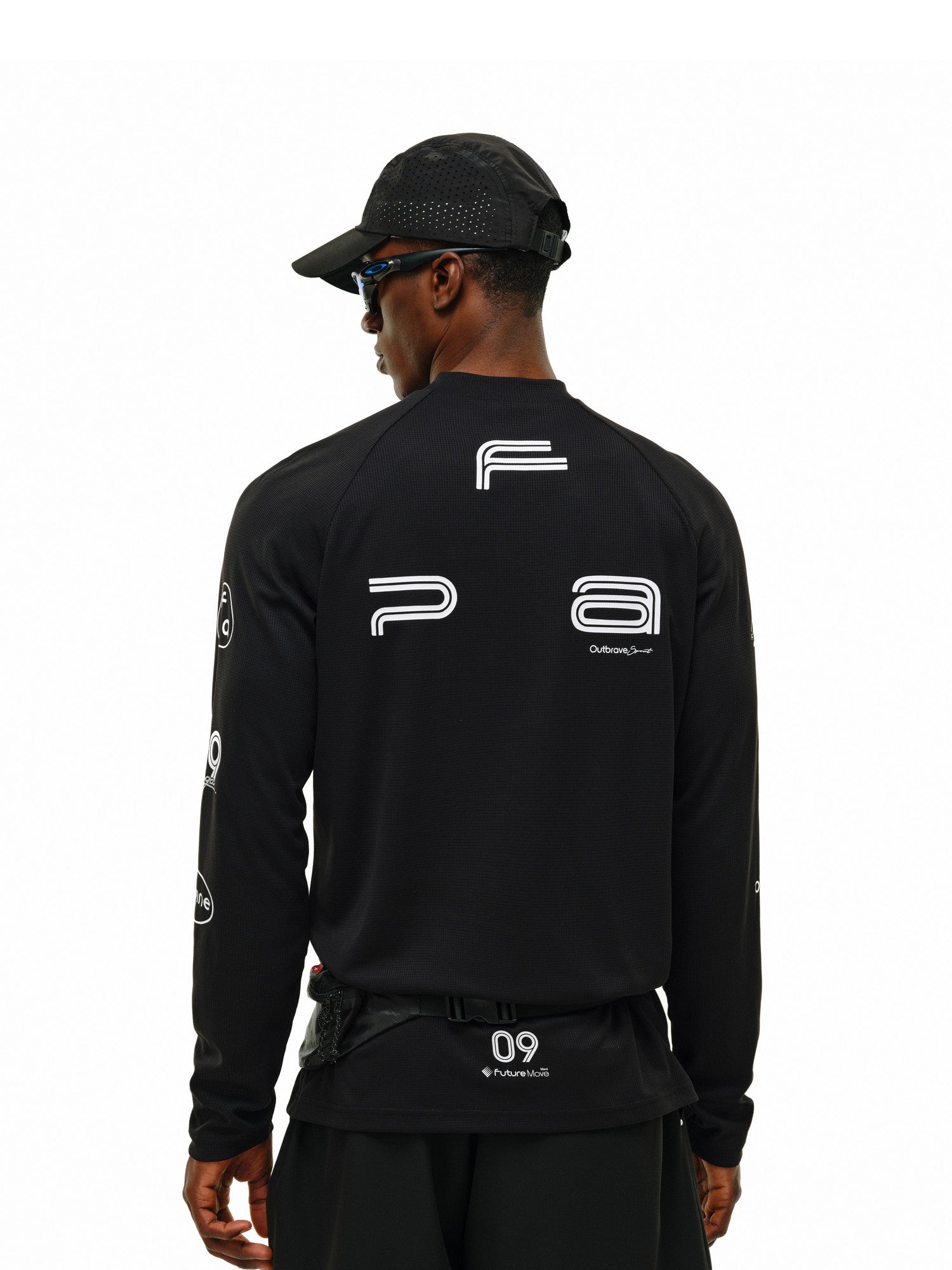 FPA Moisture-Wicking Half-Zip Long-Sleeve Base Layer for Spring Outdoor Sports, Printed White/Black Men's T-Shirt