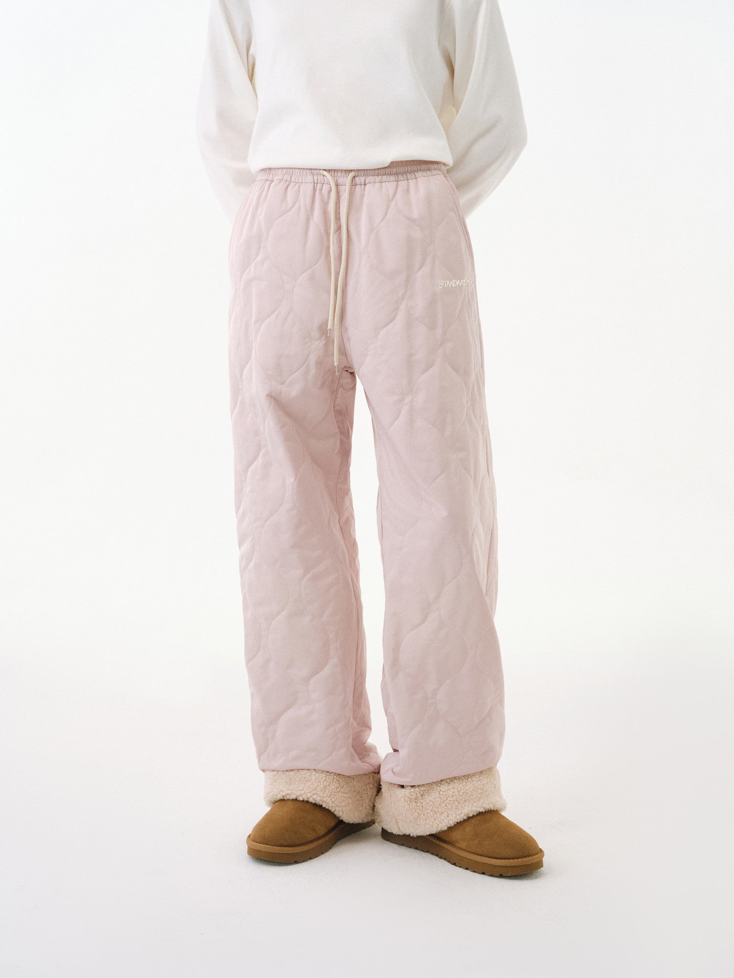 FPA Heavy-Duty Water-Repellent Quilted Cotton Pants with Fleece Lining – Winter Thickened Warm Streetwear Loose Straight-Leg Trousers