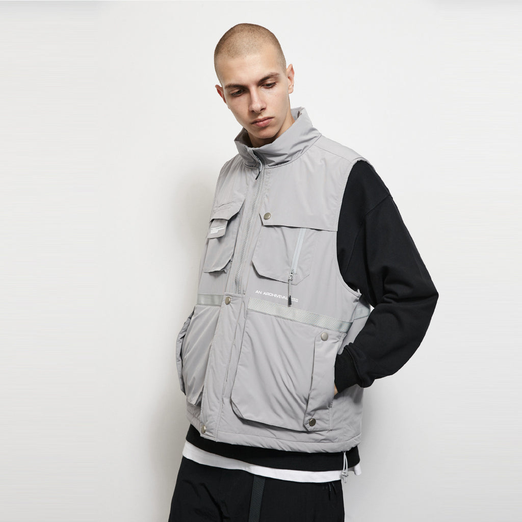 FPA (VENGETICE) Tactical Cotton Padded Vest, Workwear Cotton Jacket, Loose Fit, Chinese Streetwear, Autumn/Winter Vest Coat