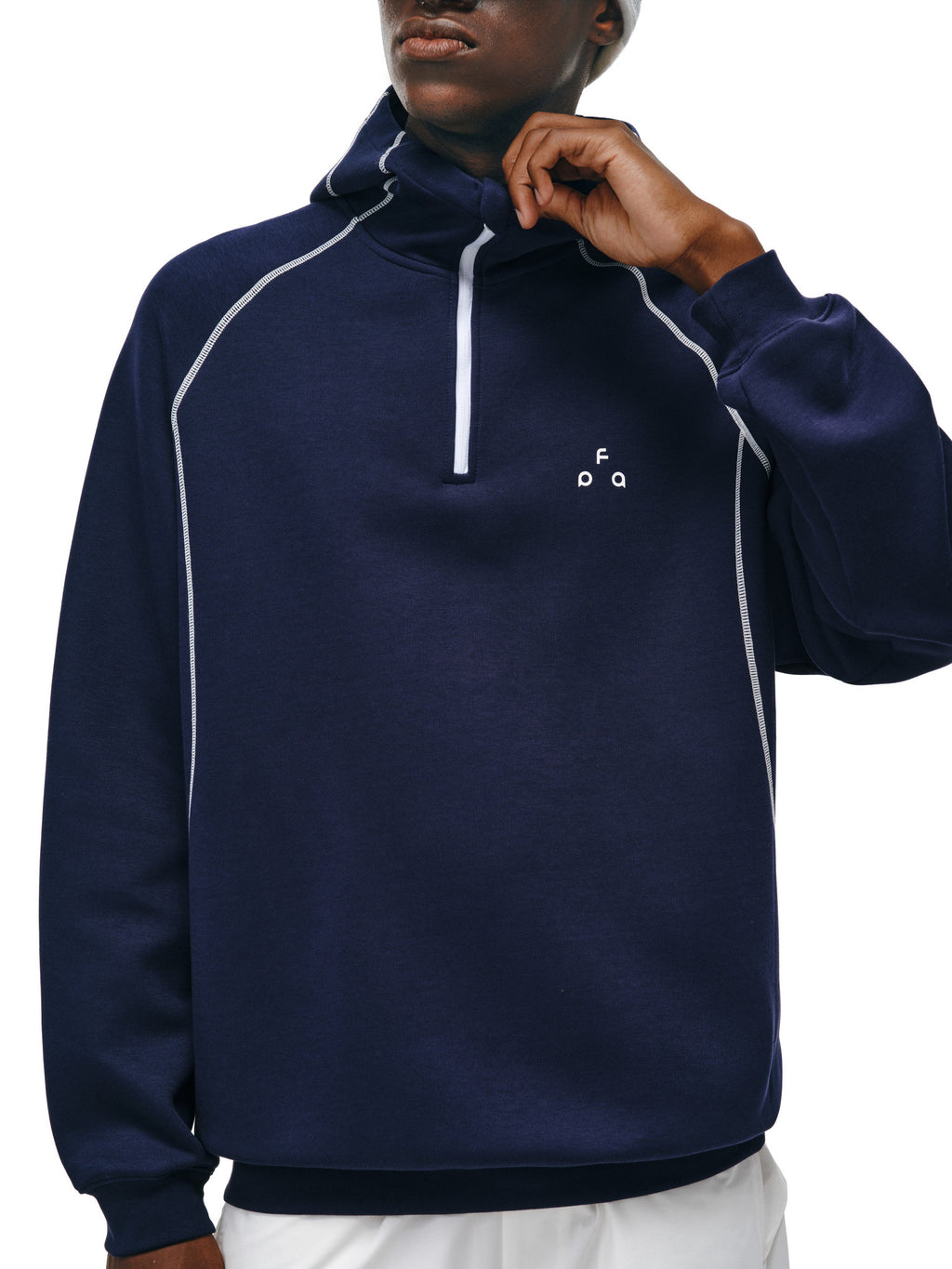 FPA Thermal Hooded Half-Zip Sweatshirt with Contrast Color - Chinese Streetwear Loose Fit Heavyweight Couple Hoodie